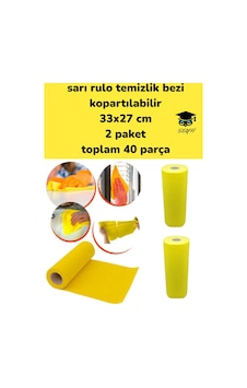 Sarı Rulo Temizlik Bezi Kopartılabilir 33x27 Cm 2 Paket Toplam 40 Parça Sarı Rulo Temizlik Bezi Kopartılabilir 33x27 Cm 2 Paket Toplam 40 Parça