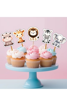 15adet Safari Orman Hayvanları Konsept Cupcake Kürdanı Pasta Kürd 15adet Safari Orman Hayvanları Konsept Cupcake Kürdanı Pasta Kürd