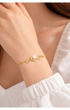 Çekirdekjewelry Minimal Çiçek Tasarımlı Altın Bileklik Şık Ve Zarif Kadın Aksesuarı Sarı