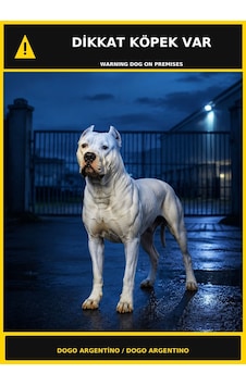 Dikkat Köpek Var Dogo Argentino Görselli Pvc Uyarı Levhası 35x50cm Dikkat Köpek Var Dogo Argentino Görselli Pvc Uyarı Levhası 35x50cm