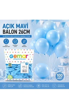 Açık Mavi 10 İnç 26 Cm Latex Balon 100'lü Açık Pembe Açık Mavi 10 İnç 26 Cm Latex Balon 100'lü Açık Pembe