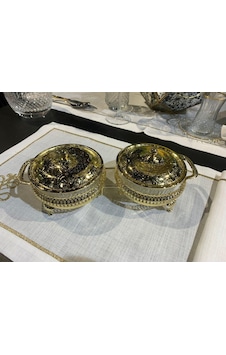 Queen Anne 2 Li Yuvarlak Şekerlik Gold Queen Anne 2 Li Yuvarlak Şekerlik Gold