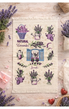 %100 Pamuk Saçaklı Dijital Baskılı El & Yüz Havlusu 40x60 Cm Yumuşak Dokulu, Yüksek Su Emici Mutfak Havlusu Mor