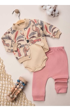Bellamio Kids Ay Kuşlu Zıbın Takımlı Bebek Seti Pembe