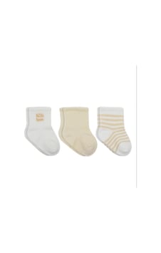 Bistyle Soket Çorap Penye 3lü Little Love Girl Ekru Natural