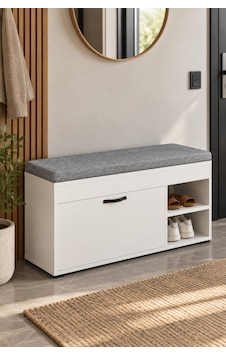 Sulorahome Puflu Ayakkabılık Bench Beyaz 90 Cm
