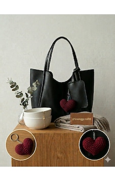 Kalp Çanta Süsü/ Anahtarlık Bordo Kalp Çanta Süsü/ Anahtarlık Bordo