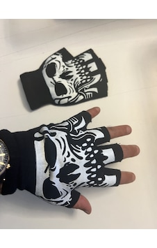 Airbrush Tattoo İskelet Kuru Kafa Parmaksız Kesik Yarım Parmak Eldiven Model4 Siyah Airbrush Tattoo İskelet Kuru Kafa Parmaksız Kesik Yarım Parmak Eldiven Model4 Siyah
