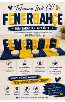 Sarı Lacivert Taraftar Temalı Dekoratif Mumluk Ve İsimlik Seti Sarı Lacivert Taraftar Temalı Dekoratif Mumluk Ve İsimlik Seti