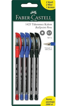 Faber-Castell 5'li Tükenmez Kalem Seti,2 Siyah,2 Mavi,1 Kırmızı Kalem İçerir Faber-Castell 5'li Tükenmez Kalem Seti,2 Siyah,2 Mavi,1 Kırmızı Kalem İçerir