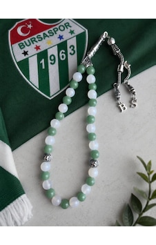 Bursaspor Renklerinde Yeşil Florit Ve Beyaz Akik Taraftar Tesbihi Beyaz - Yeşil Bursaspor Renklerinde Yeşil Florit Ve Beyaz Akik Taraftar Tesbihi Beyaz - Yeşil