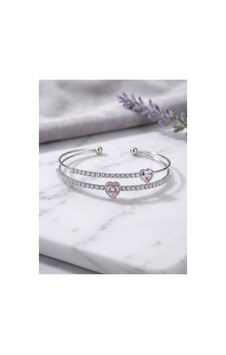 Vip Silver Pembe Kalp Taşlı Kelepçe Gümüş Vip Silver Pembe Kalp Taşlı Kelepçe Gümüş