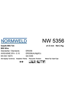 Normweld 5356 1.00mm Alüminyum Kaynak Teli 2kg Normweld 5356 1.00mm Alüminyum Kaynak Teli 2kg