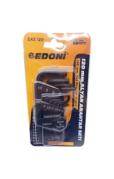 Edoni Eas-120-121 Alyan Anahtar Seti 120mm 10 Adet Kısa Siyah Düz - 6'li Paket Edoni Eas-120-121 Alyan Anahtar Seti 120mm 10 Adet Kısa Siyah Düz - 6'li Paket