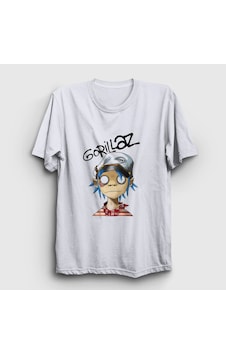 Presmono Unisex 2d Gorillaz T-shirt Beyaz