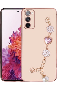 Galaxy S20 Fe Uyumlu El Tutamaçlı Kamera Korumalı Zore Taka Silikon Kılıf-pembe Pembe