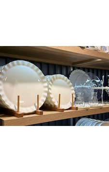 34 Parça Solid Krem Platin Yaldızlı 6 Kişilik Pasta Çay Servis İkram Takımı-3878 beyaz