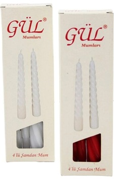 4pcs Şamdan - Burgulu Mum Beyaz - Renkli 17cm 5468 Çok Renkli