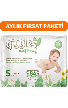 Giggles Natural 5 Numara Juniour Pamuklu Bebek Bezi 84 Adet Giggles Natural 5 Numara Juniour Pamuklu Bebek Bezi 84 Adet