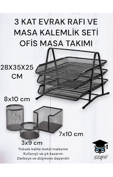 3 Kat Metal Evrak Rafı Ve 3 Lü Masa Kalemlik Seti Ofis Takımı Metal Perfore Siyah Çok Renkli 3 Kat Metal Evrak Rafı Ve 3 Lü Masa Kalemlik Seti Ofis Takımı Metal Perfore Siyah Çok Renkli