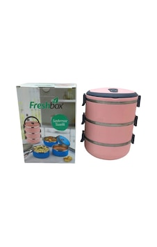Go İthalat Açık Pembe 3lü Sefer Tası Saklama Kabı 1.8lt