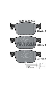 TEXTAR 2238301 Ön Fren Balata Audi A4 A5 2014 155.2×63.8×17 Kullaklı TEXTAR 2238301 Ön Fren Balata Audi A4 A5 2014 155.2×63.8×17 Kullaklı