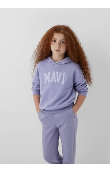 Mavi Logo Baskılı Kapüşonlu Mor Kız Çocuk Sweatshirt M7s10147-70557 Mavi Logo Baskılı Kapüşonlu Mor Kız Çocuk Sweatshirt M7s10147-70557