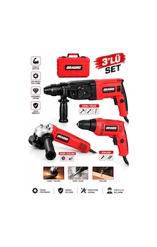 Dragro DRG-3L Çelik Şanzıman Elektrikli 3'lü Set K Matkap + Taşlama + Kırıcı Delici Hilti Dragro DRG-3L Çelik Şanzıman Elektrikli 3'lü Set K Matkap + Taşlama + Kırıcı Delici Hilti