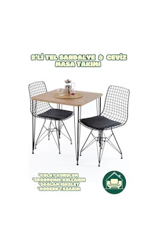 Ceviz 70x70 Cm Masa Tel Sandalyeli Masa Takımı Ceviz 70x70 Cm Masa Tel Sandalyeli Masa Takımı