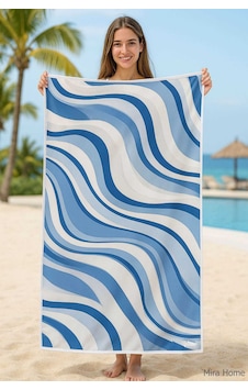 Unisex Desenli Baskılı Deniz Plaj Havlusu Dalga Desen 70x140 Cm Beyaz Unisex Desenli Baskılı Deniz Plaj Havlusu Dalga Desen 70x140 Cm Beyaz