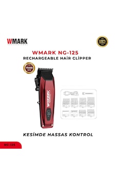 Wmark Ng-125 Şarjlı Kırmızı Saç Kesme Makinesi 7500 Rpm 2000 Mah Ayarlanabilir Profesyonel Clipper 3 saat Wmark Ng-125 Şarjlı Kırmızı Saç Kesme Makinesi 7500 Rpm 2000 Mah Ayarlanabilir Profesyonel Clipper 3 saat