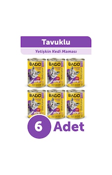 Bado Yetişkin Yaş Kedi Maması Tavuk Etli 400gr 6lı Bado Yetişkin Yaş Kedi Maması Tavuk Etli 400gr 6lı