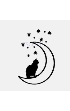 Gökyüzü Kedi Ay Ve Yıldızlar Araba Sticker Yapırması 30 Cm