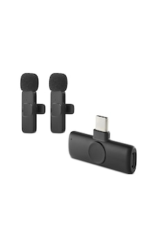 Kablosuz Çiftli Yaka Mikrofon Seti Type-c Siyah Hdx2789 Kablosuz Çiftli Yaka Mikrofon Seti Type-c Siyah Hdx2789