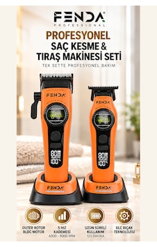 Fenda Profesyonel Bldc Motor 8000 Rpm 2'li Tıraş Makinesi Seti Turuncu Fenda Profesyonel Bldc Motor 8000 Rpm 2'li Tıraş Makinesi Seti Turuncu