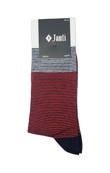 Jtaw25crp1660 Pamuk Elastan 1.kalite Soket 40-44 Beden Kırmızı Lacivert Beyaz Marin Renkler İnce Çizgili Janti Çorap Çok Renkli