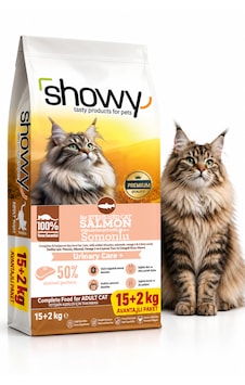 Showy Somonlu Kısırlaştırılmış Yetişkin Kedi Kuru Maması 15+2 Kg Showy Somonlu Kısırlaştırılmış Yetişkin Kedi Kuru Maması 15+2 Kg