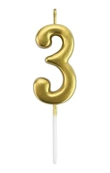 Bkmc 3 Yaş Gold Rakam Mum Altı Rek Doğum Güü Pasta Mumu 12 Cm Bmcm1115 Diğer
