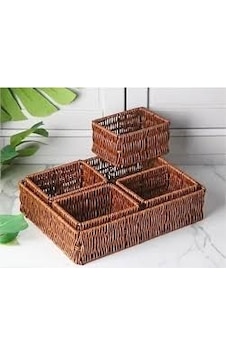 Plastik Sepet 5prc 36x26 Ahşap