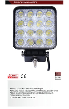 16 Led Plastik Kasa Off Road Projektör Çalışma Ve Sis Lambası