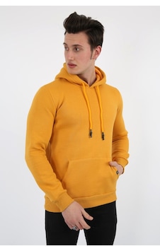 Modish Üç İplik Şardonlu Kapşonlu Düz Erkek Günlük Sweatshirt Hardal Modish Üç İplik Şardonlu Kapşonlu Düz Erkek Günlük Sweatshirt Hardal