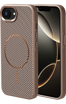 Apple Uyumlu iPhone 17e Kılıf M-safe Şarj Özellikli Karbon Fiber Görünümlü Zore Troy Kapak - Gold Apple Uyumlu iPhone 17e Kılıf M-safe Şarj Özellikli Karbon Fiber Görünümlü Zore Troy Kapak - Gold