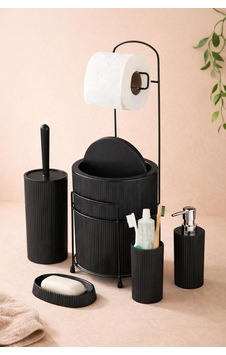 Lüx 6 Parça Banyo Seti Tuvalet Kağıtlığı Full Set Siyah Kovası 6 Litre Siyah Lüx 6 Parça Banyo Seti Tuvalet Kağıtlığı Full Set Siyah Kovası 6 Litre Siyah