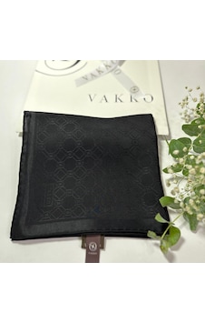Vakko 90x90 Jakarlı Saf İpek Eşarp - 05493 - 68x200 / Siyah Siyah