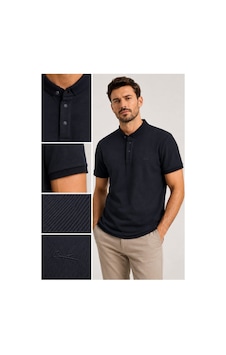 Wiox Polo Yakal Çıtlı Jakarlı Tişört Siyah Wiox Polo Yakal Çıtlı Jakarlı Tişört Siyah