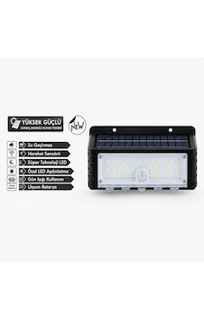 44 Led Güneş Enerjili Hareket Sensörlü Led Duvar Lambası Pd672 Çok Renkli