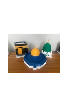 Üçlü Maket Set Küçük Boy Kabe-mescidi Aksa-yeşil Kubbe Gri Üçlü Maket Set Küçük Boy Kabe-mescidi Aksa-yeşil Kubbe Gri