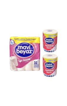Mavi Beyaz 2 Katlı Tuvalet Kağıdı 32'li + Jumbo Havlu 2'li