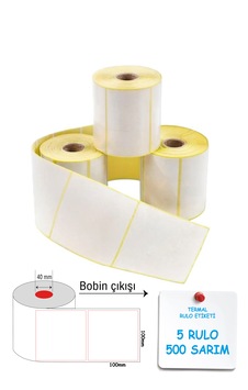 Termal Barkod Etiketi 100x100mm 6 Rulo 500 Sarım Termal Barkod Etiketi 100x100mm 6 Rulo 500 Sarım