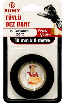 Bumy Tüylü Bez Bant Siyah 18mm X 8mt